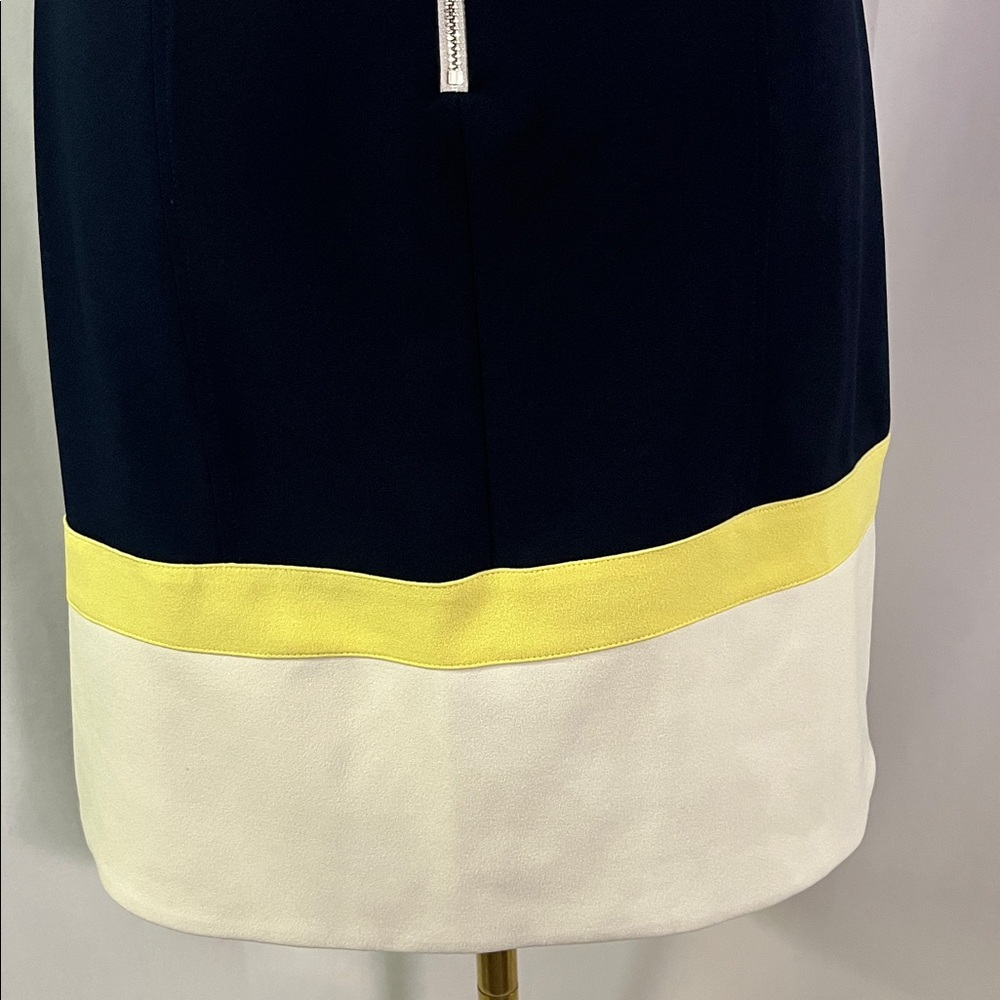 Tommy Hilfiger Navy Yellow & Beige Color Block Sleeveless Sheath Dress - Picture 14 of 16